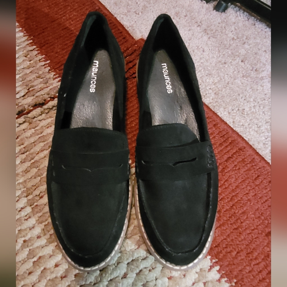 NEW Maurices Black SUEDE Women's Penny Loafers SZ 8 WOMENS
